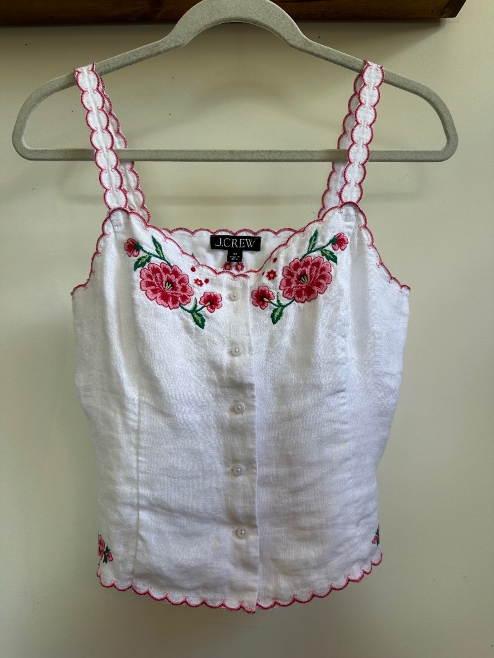 J.Crew embroidered linen tank top
